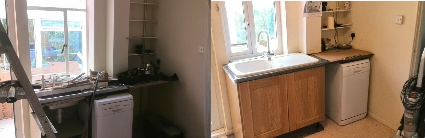 Kitchen fit before after DJ Property services